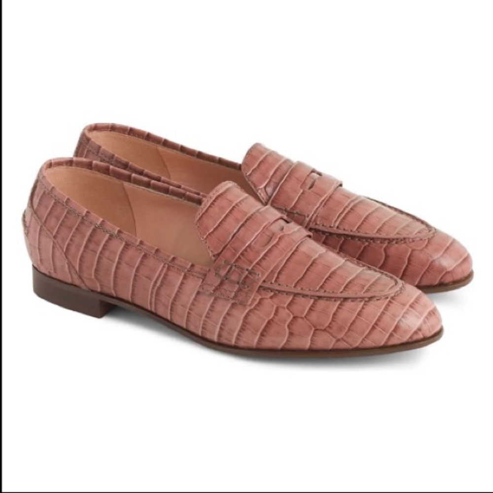 J. Crew Academy Penny Loafer Crocodile Leather 6.5